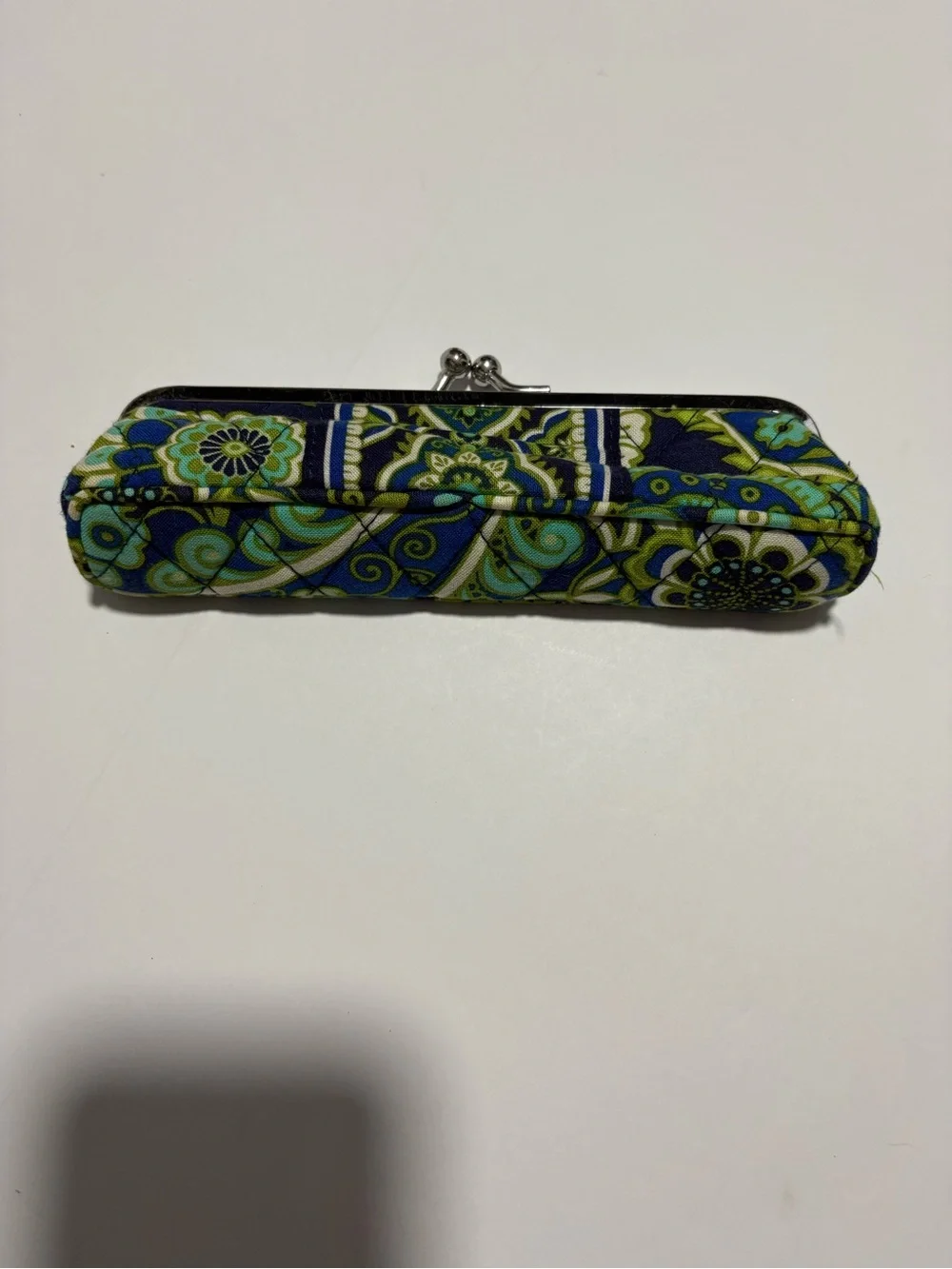 Vera Bradley Green Blue Floral Clasp Women’s Eyeglass or Accessory Case
